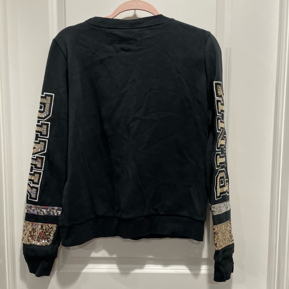 PINK Victoria's Secret Black Sweater with Gold Sequins Y2K Rare Size Small - Picture 6 of 6